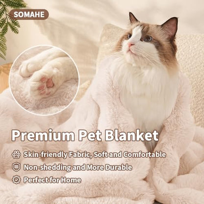 Pet Blanket, Reversible Sherpa & Bubble Fleece Pet Throw, Ultra-Soft Plush for Cats & Small Dogs, Machine Washable, Anti-Static, Warm & Cozy,28"×22" Inch White - color: White, size: 28"L x 22"W Inches