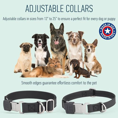 Biothane Waterproof Durable Dog Collar with Herm Sprenger - Quick Release ClicLock Buckle - Fits Medium and Large Dogs - Made in USA (Black, W 3/4" x L 12"-19") - color: Black, size: W 3/4" x L 12"-19"