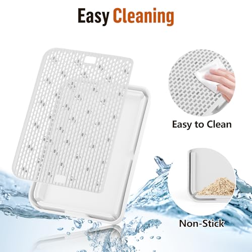 Large Cat Litter Box Step Mat, 16.5"x11.2" Cat Ramp Stairs, Cat Litter Catcher for Self-Cleaning Litter Box, Cats Pedal Step Stool Ideal for Kitten & Older Cats (White) - color: White Large