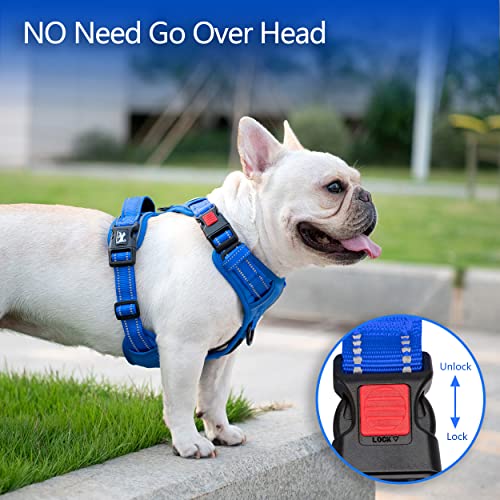 PoyPet No Pull Dog Harness, No Choke Reflective Dog Vest, Adjustable Pet Harnesses with Easy Control Padded Handle for Small Medium Large Dogs(Royal Blue,XS) - color: Royal Blue, size: XS