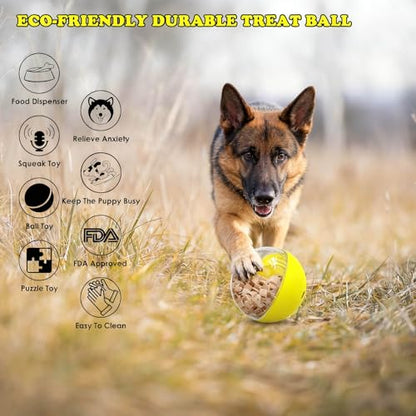 5.6 inch Dog Treat Ball, Puzzles, Herding Ball for All Dog Breeds, Interactive Dogs Toy & Treat Dispenser, Keep Them Busy, Enrichment, Reduces Boredom, Stress & Hyperactivity