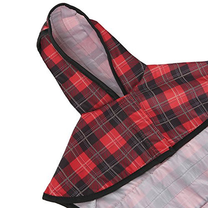HDE Dog Raincoat Jacket Reflective Adjustable Hooded Pet Poncho Rain Coat with Leash Hole for Small to X-Large Dogs Plaid - S - color: Plaid, size: Small