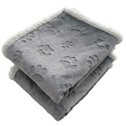 Qeils 1 Pack 2 Dog Blankets for Small Dogs - 2 pcs Waterproof Dog Blanket Washable - Soft Sherpa Fleece Puppy Blanket for Kitten Doggy, Warm Cat Blankets for Indoor Cats, 25"X30", Grey - color: Grey, size: 25"x30" (Pack of 2)