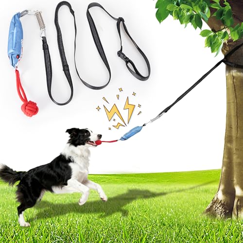 Dog tug of war Toy with Squeak,Interactive Dog Pull Toy from Tree to Keep Them Busy, Multifunctional Combination Tether tug Toy with chew Ball - color: Tree Stump Tug of War