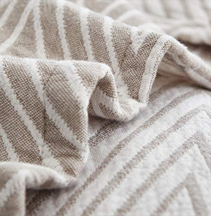 MEJU Grey Checks Striped Triange Muslin Reversible Summer Blanket for Bed Sofa Couch 100% Combed Cotton 3 Layer Soft Warm Bedspread Throw Blanket Bed Coverlet Sheet Full Queen 80 in X 90 in - color: Check2 Gray, size: F/Q 80 in x 90 in