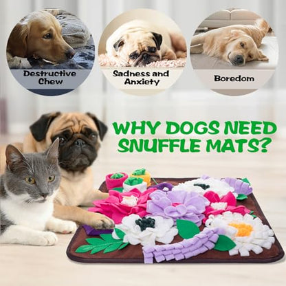 Snuffle Mat for Dogs,Dog Feeding Mat Sniff Mat Interactive Dog Puzzle Mat for Training and Stress Relief Encourages Natural Foraging Skills (Coffee) - color: coffee