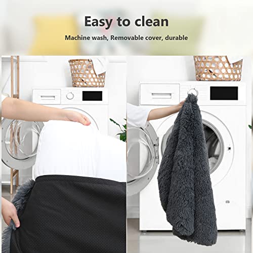 Vonabem Jumbo Dog Bed Washable with Removable Cover Waterproof, XXL Large Dog Crate Beds 48 inch, Plush Pet Beds Kennel Pad Dark Grey - color: Dark Grey, size: 48.0"L x 29.0"W x 3.5"Th