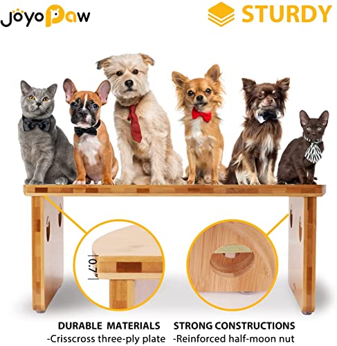 Elevated Dog Bowls, Bamboo Raised Dog Bowl for Medium Dogs, with 2 Stainless Steel Bowls (7'' Tall-40 oz Bowl) - color: Natural, size: Medium: 7'' Tall-40oz Bowl