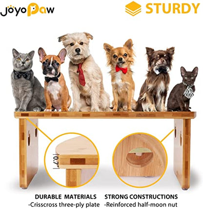 Elevated Dog Bowls, Bamboo Raised Dog Bowl for Medium Dogs, with 2 Stainless Steel Bowls (7'' Tall-40 oz Bowl) - color: Natural, size: Medium: 7'' Tall-40oz Bowl