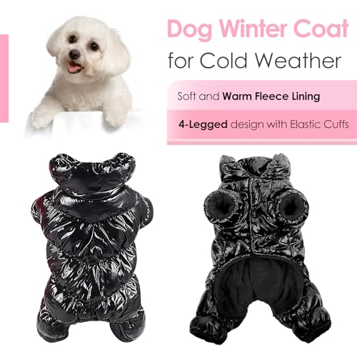 AOFITEE Dog Coat, Dog Winter Jacket, Fullbody Dogs Winter Coat Snowsuit, Waterproof Pet Puffer Jacket Snow Suit with Legs, Pet Fleece Vest, Cold Weather Coats for Small Dogs, Black L - color: Black, size: Large