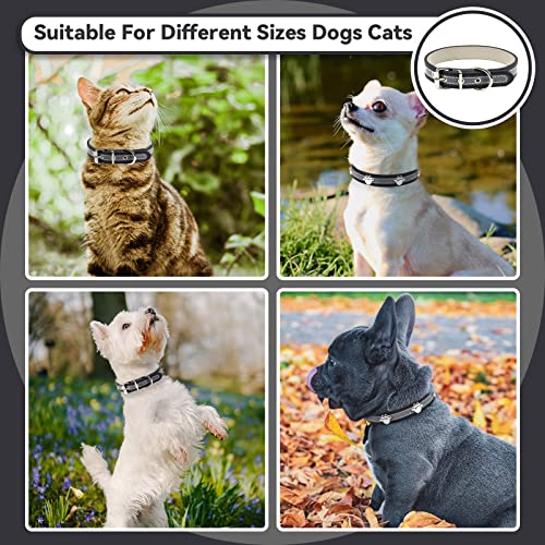PETCARE Reflective Dog Collar with Cute Paw Rivet Studded Funny Soft PU Leather Adjustable Puppy Dog Collars for Small Medium Large Dogs Cats (Black,XX-Large) - color: Black, size: XXL( Neck 17.71"-20.86")