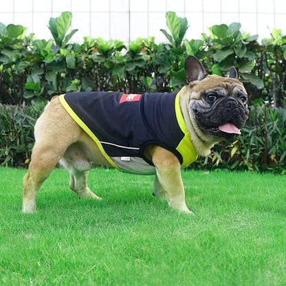 iChoue French Bulldog Summer Cooling Shirt for Dogs UV Sun Protection Vest Sleeveless Stretchy Tank Top English Pug Yellow Black - Large - color: Cooling Shirts Yellow Black, size: Large ( 25 - 35 lbs )