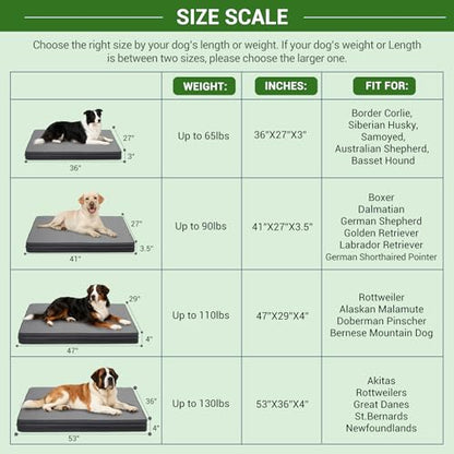 Vonabem Outdoor Waterproof Dog Bed Washable, XXL Crate Pad 48 Inch, Wipeable Leather Large Pet Bed with Removable Cover Reversible, Foam Anti-Slip Kennel Pads 47"x29" Grey - color: Grey, size: XXL(47x29x4)