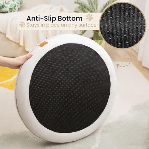 Round Donut Dog Bed – Luxury Orthopedic Dog Beds with Memory Foam – Calming Bolster Pet Bed, Water-Resistant, Washable Plush Cover, Zipper – Small, Medium, Large Dogs & Cats (31 Inches) - size: 31 Inches