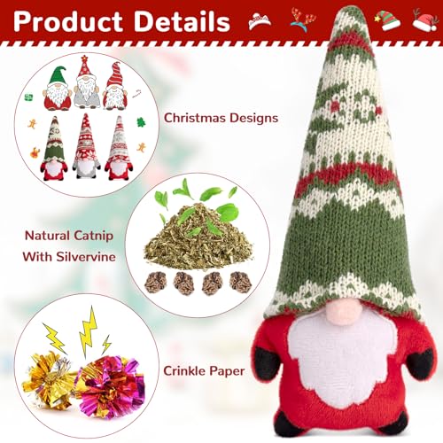 Retro Shaw Christmas Cat Toys, Xmas Catnip Toys for Indoor Kitten Kitty, Safe Kitten Teeth Cleaning Toy, Interactive Cat Chew Kitty Kicker Toy Santa Claus - size: 6.3 Inches