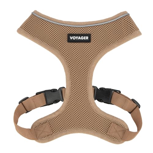 Voyager Aerolite Over The Head Dog Harness, No Pull Breathable Air Mesh Vest, Quick Dry with Reflective Stitching, Adjustable Escape Resistant Harness for Small Medium Large Dogs - Beige, X-Large - color: Beige, size: XL