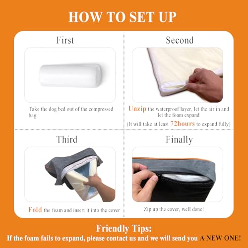Hard-Wearing Orthopedic Dog Bed for Crate, 23x16 Inch, Made of Memory and HR Foam, Two-Sided Use, Providing Soft and Relatively Hard Support, with an Extra Inner Waterproof Protector (Gray) - size: XS（23"L x 16"W x 2"Th）