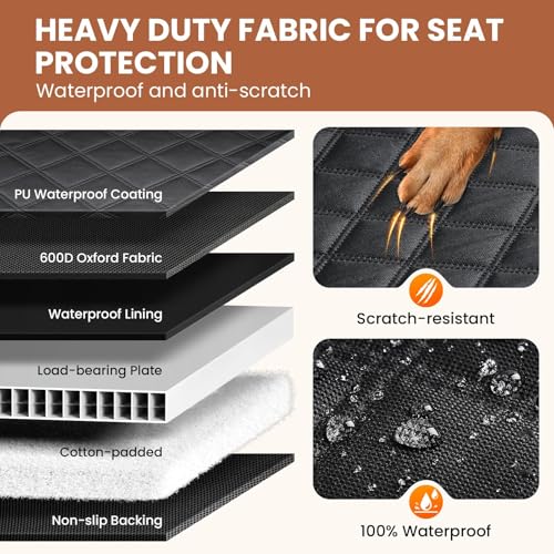 A-Pce 600D Heavy Duty Dog Car Seat Cover for Back Seat,2025 Upgraded Hard Honeycomb Bottom Back Seat Extender for Dogs- Holds 600lbs,Waterproof Scratch Proof Nonslip Dog Hammock for SUV