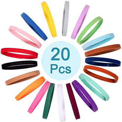 Whaline 20 Colors Puppy Whelping Collars Double-Sided Adjustable ID Collars Soft Bands for Newborn Pet Dog Cat, 13.8 Inches
