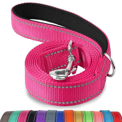 Joytale Dog Leash, 4 FT Double-Sided Reflective, Padded Handle Nylon Heavy Duty Leashes for Small Dogs Walking, Hotpink - color: Hotpink, size: 4 ft Narrow