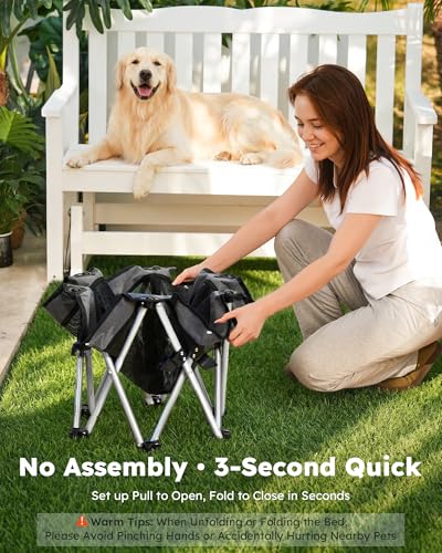 Pecute Elevated Dog Bed with Cooling Blanket, Chew Proof Outdoor Pet Cot for Large Dogs, Tool-Free Assembly & 360° Breathable Mesh for Summer Camping, Orthopedic Joint Support, XL, 38.2×35.4×7.9" - size: XL(38.2 × 35.4 ×7.9'')
