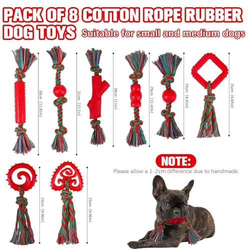 BINGPET 8 Pack Dog Rope Toys for Small to Medium Dogs, Interactive Dog Toys for Teething, Tug of War, Training - color: Red