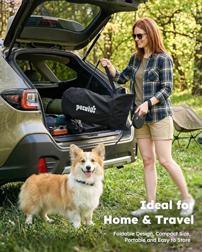 Pecute Elevated Dog Bed with Cooling Blanket, Chew Proof Outdoor Pet Cot for Medium Dogs, Tool-Free Assembly & 360° Breathable Mesh for Summer Camping, Orthopedic Joint Support, L, 31.9×29.5×7.9" - size: L(31.9 × 29.5 × 7.9'')