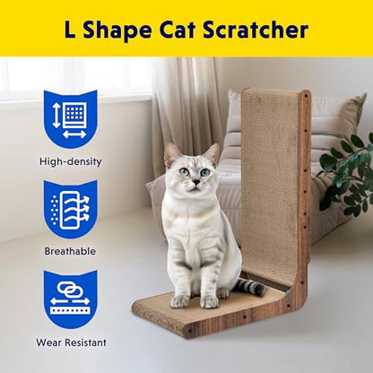 Cat Scratcher with Cat Toys Ball Track, Build-in Ball, L-Shaped Scratcher, Cardboard Lounge Bed, Stable and Durable, Furniture Protector, Reversible - color: L-Shape