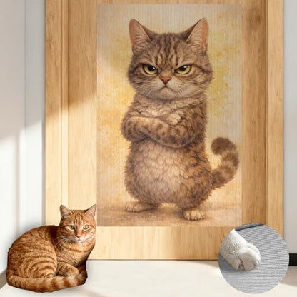 Cat Scratch Pad 15.3x23.6 Inches Polyester Synthetic Fiber, Grumpy Tabby Cat Print, wall Scratcher, Scratching mat, Home Decor, Living Room, Game Room (2pcs) - color: VE08104-2pcs