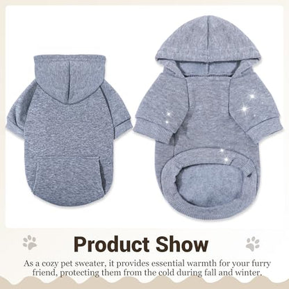 Pet Hoodie Dog Sweater for Small Dogs Girl Boy, Winter Puppy Sweatshirts with Pockets Hood, Warm Fleece Lined Dog Clothes Chihuahua Coat Clothing Puppy Cat Custume, Medium - color: Coffee+Grey, size: Medium