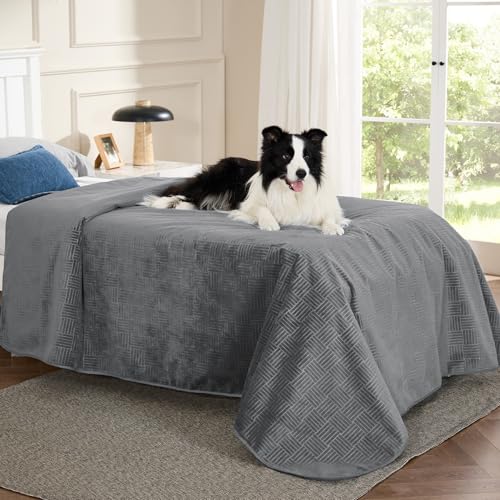 Bedsure Waterproof Bed Cover for Dogs Washable - Waterproof Blanket for Twin Bed Couch Sofa Cozy, Lightweight Furniture Protector for Pet Cat Quick Drying, Ash Grey, 68x82IN - color: Ash Grey, size: 68x82 inch