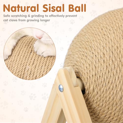 STOBOK Cat Scratcher with Wood Scratching Ball - Cats and Kittens Indoor Toy for Claw Care and Exercise - Round Scratching Board Spinning Ball Interactive Rabbit Pet Supplies for Home and Shops
