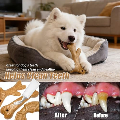 Dog Chew Toys for Aggressive Chewers, 3 Pack Nylon & Wood Teething Bone Toy Set with Chicken Flavor, Durable Tough Bones Chewing Toys for Small & Medium Dogs - style: 3Pack-Medium