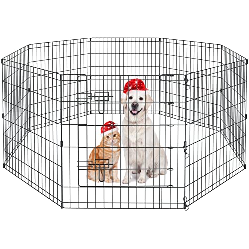 Pet Playpen Dog Pen Foldable Dog Exercise Fence 8 Panels 30 Inch Kennels Pet Playpen Options Ideal for Pet Medium Animals Outdoor Indoor - style: 24'' x 30'' x 8PCS