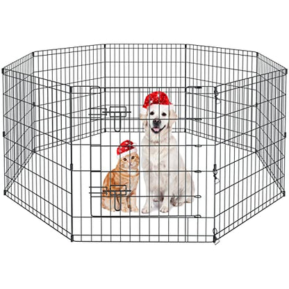 Pet Playpen Dog Pen Foldable Dog Exercise Fence 8 Panels 30 Inch Kennels Pet Playpen Options Ideal for Pet Medium Animals Outdoor Indoor - style: 24'' x 30'' x 8PCS