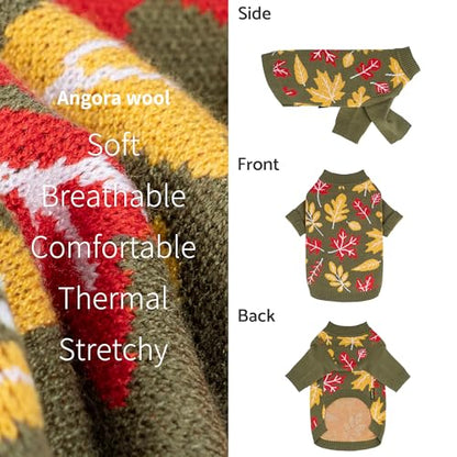 Fitwarm Maple Dog Sweater, Thermal Dog Winter Clothes for Small Dogs Boy Girl, Fall Pet Outfit, Red, Yellow, White, Olive Green, XS - color: Maple, size: X-Small