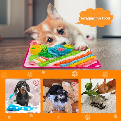 Snuffle Mat for Dogs, Sniff Mat Slow Feeding Mat for Small Pets Cats, Rabbits - Help Stress Relief and Training - Stimulate Your Pet's Foraging Skills! (Pink) - color: Pink