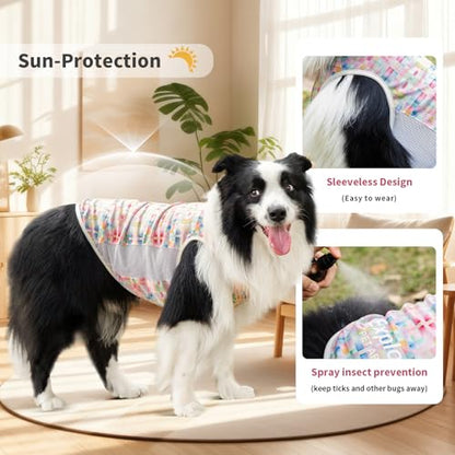Dog Shirt, Cooling Vest Lightweight Breathable, Dog T-Shirts All-Season Sun Protection Quick Dry Soft Stretchy Reflective Tank Top - Small Medium Large Dogs (Candy Patch, Medium) - color: Candy Patch, size: Medium (24-35lbs)