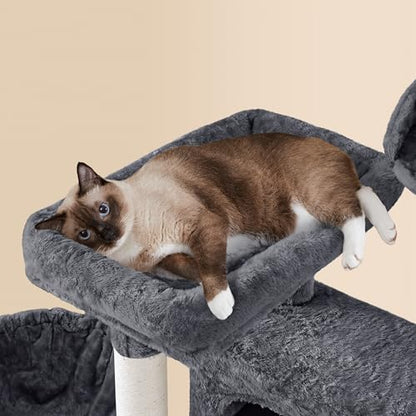Yaheetech 73inch Cat Tree, Cat Stand Furniture with Scratching Posts Perches Hammock as Indoor Kittens Activity Center - color: Dark Gray, size: 73in