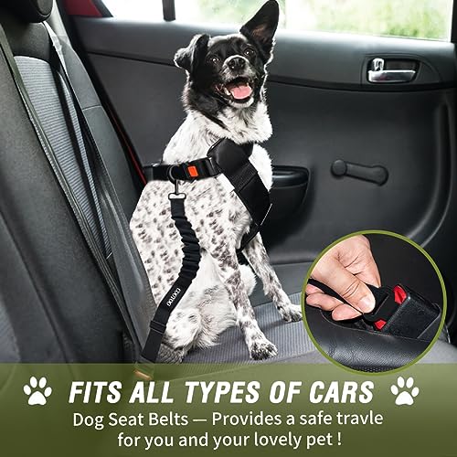 Dog Seat Belt,3 Piece Set Retractable Dog Car Adjustable Seatbelts for Vehicle Nylon Pet Safety Heavy Duty & Elastic & Durable Car Harness for Dogs - color: Set 11-Black+Light Green