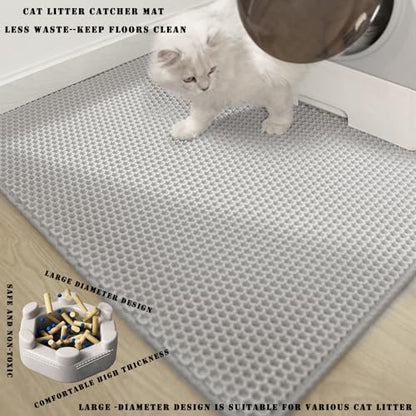 HCY&WLD Cat Litter Mat, 45x26/35x24/30x22/24x18 Inch Double Layer Cat Litter Box Mat, EVA Non-Slip, Waterproof Urine Proof Cat Litter Catcher Mat, Easy Clean Scatter Control (35x24 Inch, Khaki) - color: Khaki
