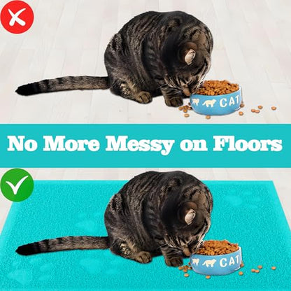 Darkyazi Cat Litter Box Mat for Floor Litter Trapping Mat Non-Slip Backing, Scatter Control, Easy Clean, Water Resistant, Soft on Paws (15.75" x 11.75",Lake Blue) - color: Lake Blue