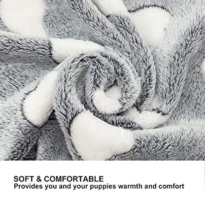 1 Pack 3 Puppy Blankets Super Soft Warm Sleep Mat Grey Cute Print Blanket Fluffy Fleece Pet Blanket Flannel Throw Dog Blankets for Small Dogs Puppy Dogs Fluffy Cats,Bone-Small(23"x15") - color: Bone/Series, size: Small(23"x15")