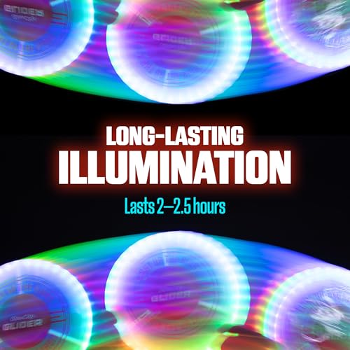 GlowCity Glider LED Glow-in-the-Dark Flying Disc – Bright, Rechargeable, Durable, Water-Resistant, 12 Color Modes, Perfect for Evenings and Night Time, Outdoor Fun, and a Great Gift for All Ages