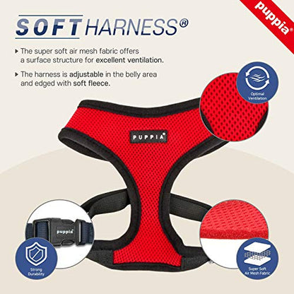 Puppia Soft Dog Harness No Choke Over-The-Head Triple Layered Breathable Mesh Adjustable Chest Belt and Quick-Release Buckle, Brown, Small - color: Brown, size: Small