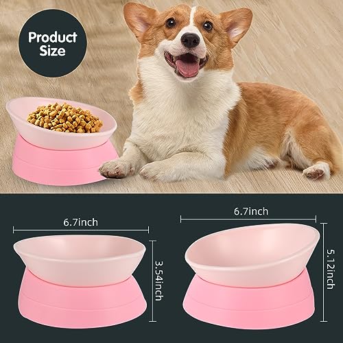 Bulldog Bowl Anti-Slip Dog Cat Dish Detachable Rubber Dog Bowl Pet Sterile Tilted Pet Feeder Slope Base (Pink, 2 Cup (Small/Medium Dog)) - color: Pink, size: 2 Cup ( Small/Medium Dog )