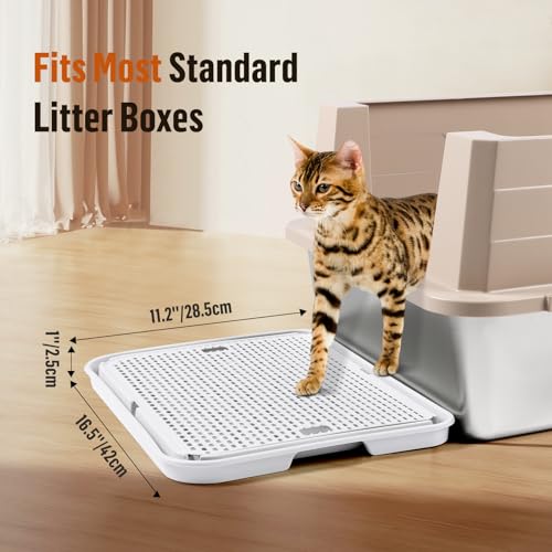 Large Cat Litter Box Step Mat, 16.5"x11.2" Cat Ramp Stairs, Cat Litter Catcher for Self-Cleaning Litter Box, Cats Pedal Step Stool Ideal for Kitten & Older Cats (White) - color: White Large