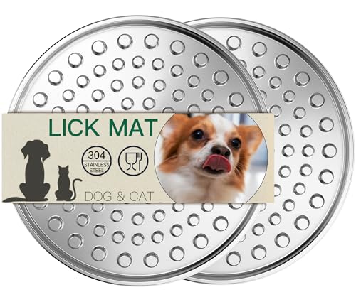 Stainless Steel Lick Mat for Dogs Cats, Slow Feeder Lick Pad for Aggressive Chewers, Non-Slip Heavy Duty Base, Mental Stimulation for Anxiety Reducer, Whisker-Friendly for Cat - color: Small-2Pack