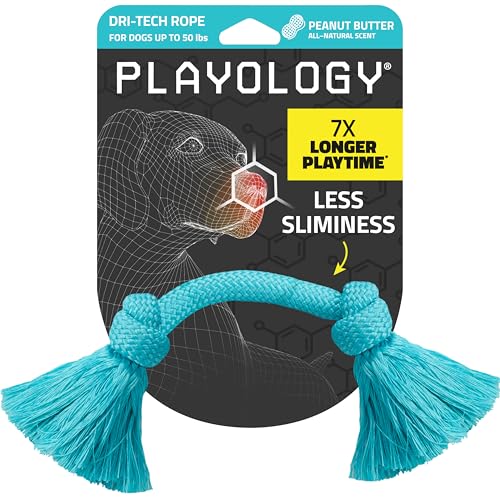 Playology Dog Toys | Dri-Tech Rope Toy Tug of War Rope for Aggressive Chewers | Medium Peanut Butter Scented Toy - Easy to Clean and Made from Non Toxic Materials - size: Medium, style: Peanut Butter