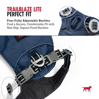 Tuff Pupper All-Day Wear Dog Harness | for Walking, Trail Running, Hiking | Front & Back Leash Clips | Reflective Trim | Easy On/Off Buckles | Lightweight Breathable | No Pull Design (Small, Blue) - color: Twilight Blue, size: Small